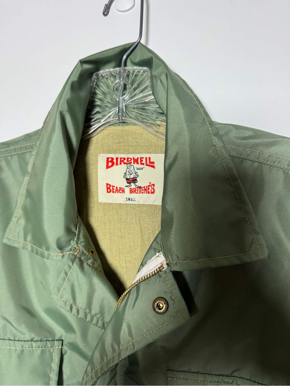 Birdwell Beach Britches M9015 Field Jacket Green Nylon Linen Lined Made USA S - Picture 2 of 9